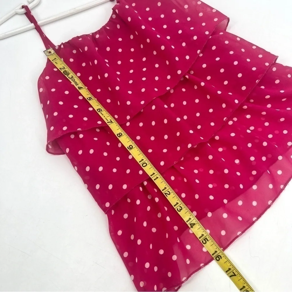 THE CHILDREN'S PLACE Girl's Pink & White Polka Dot Tiered Tank Top Size M
